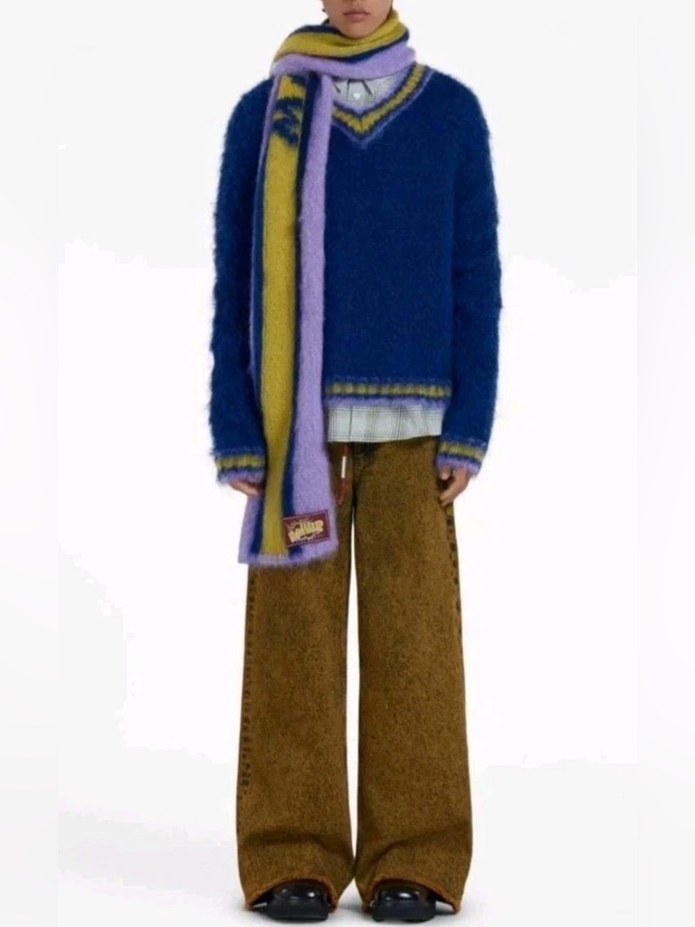 💟Marni Authentic Scarf-Fuzzy Wuzzy' College Scarf in Mohair-Blend Stylish- Rare💟